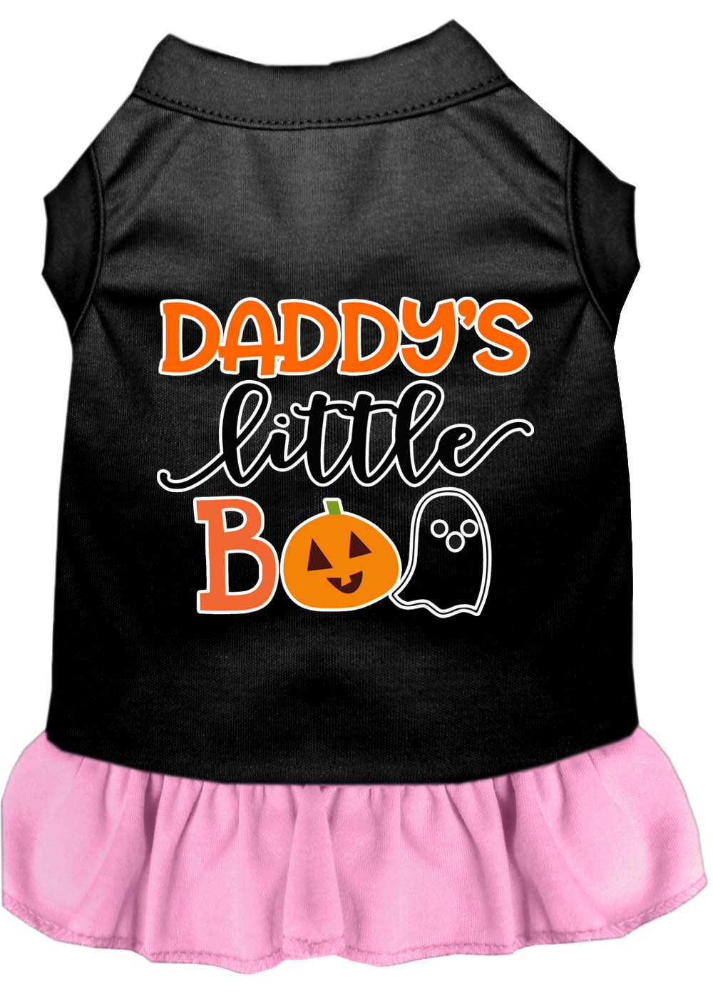 Daddy's Little Boo Screen Print Dog Dress Black with Light Pink XXXL